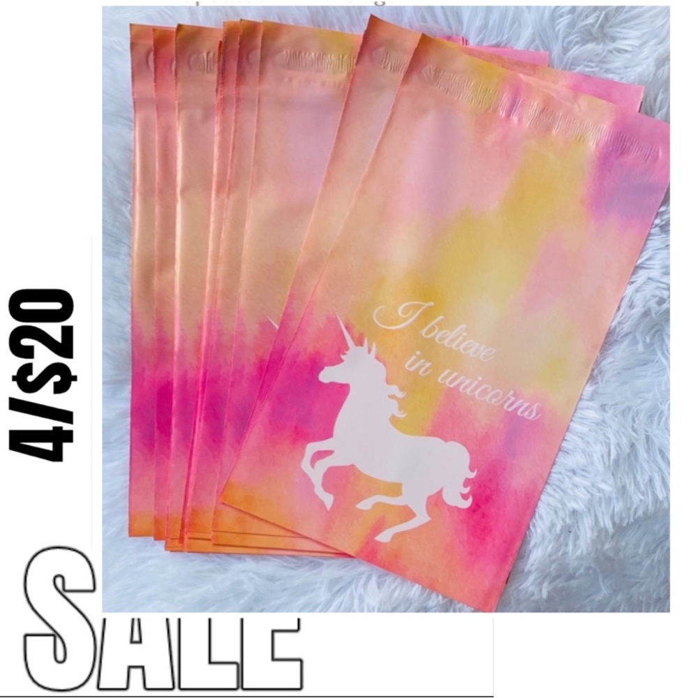 20 6x9 Pink Unicorn Poly Mailers shipping bags 4/$20